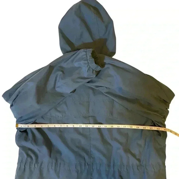 VGT GIACCA Jacket Hooded Front Pockets Drawstring Waist Light Blue Size L - Picture 15 of 16
